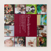 Oma en opa plezierige moderne fotocollage bordeaux legpuzzel (Horizontaal)