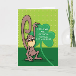 Oma en opa, St. Patrick's Day Monkey Kaart