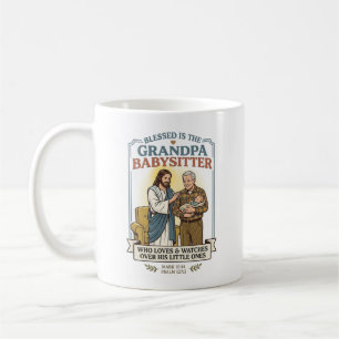 Oma en opa van Jezus babysitten humor T-shirt gelo Koffiemok
