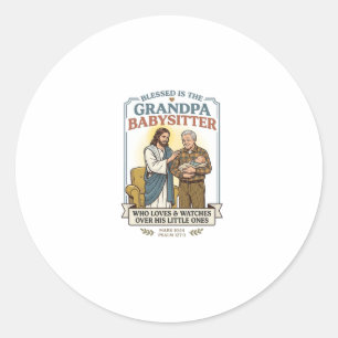 Oma en opa van Jezus babysitten humor T-shirt gelo Ronde Sticker