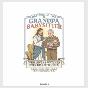Oma en opa van Jezus babysitten humor T-shirt gelo Sticker