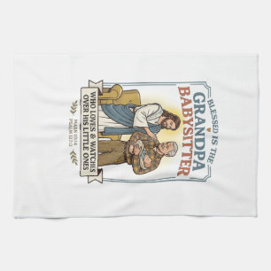 Oma en opa van Jezus babysitten humor T-shirt gelo Theedoek