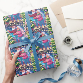 Oma en opa versieren kerstboom cadeaupapier