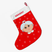 Oma en Snowflakes Kerstmis stoppen Grote Kerstsok (Achterkant (Hangend))