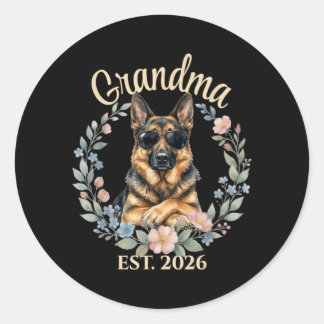 Oma Est 2026 Hondenliefhebber Grappige Duitse Herd Ronde Sticker