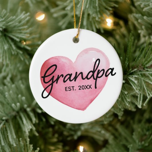 Oma Est datum aquarel hart Kerstmis Keramisch Ornament (Boom)