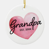 Oma Est datum aquarel hart Kerstmis Keramisch Ornament (Voorkant)
