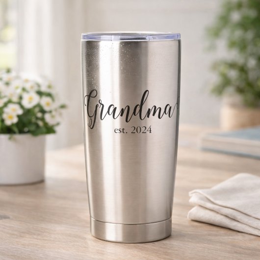 Oma Est Modern Zwar Schrift Aangepaste Datum Geïsoleerde Drinkbeker