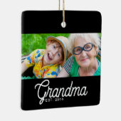 Oma Established Zwart Wit Script Foto Keramisch Ornament (Rechts)