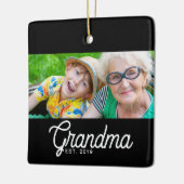 Oma Established Zwart Wit Script Foto Keramisch Ornament (Links)