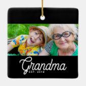 Oma Established Zwart Wit Script Foto Keramisch Ornament (Achterkant)