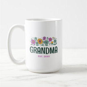 Oma  Floral Groovy Flower gepersonaliseerd Koffiemok