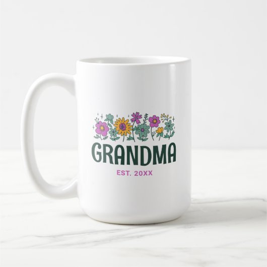 Oma Floral Groovy Flower gepersonaliseerd Koffiemok (Links)