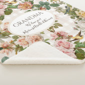 Oma  Floral Pink Yellow Rose n Birds Sherpa Deken (3/4)