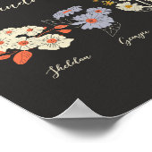 Oma Flower Garden Custom 4 Naam Bloemen Poster (Hoek)