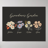 Oma Flower Garden Custom 4 Naam Bloemen Poster (Voorkant)