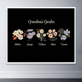 Oma Flower Garden Custom 5 Naam  Bloemen Poster