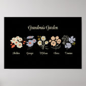 Oma Flower Garden Custom 5 Naam  Bloemen Poster (Voorkant)