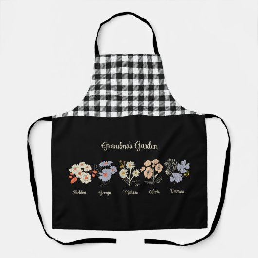 Oma Flower Garden Custom 5 Naam  Bloemen Schort (Voorkant)