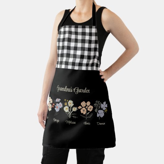 Oma Flower Garden Custom 5 Naam  Bloemen Schort (Insitu)