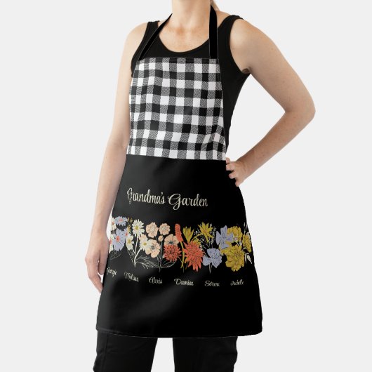 Oma Flower Garden Custom 7 Naam  Bloemen Schort (Insitu)