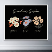 Oma Flower Garden Custom Naam  Bloemen Poster