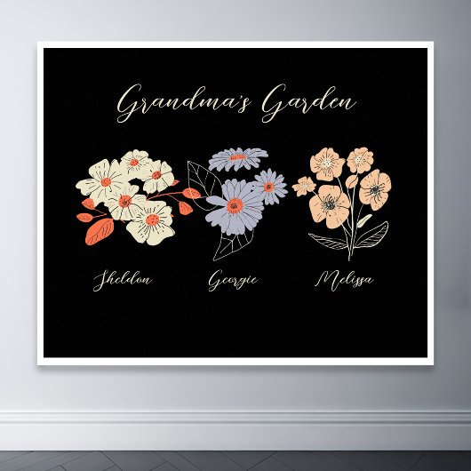 Oma Flower Garden Custom Naam  Bloemen Poster