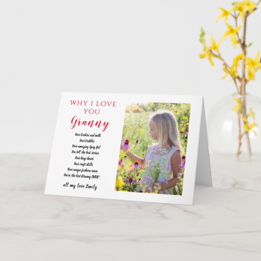 Oma foto cadeau alle redenen waarom je van haar ho kaart (Gele Bloem)