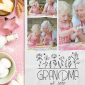 Oma foto collage bloemen theedoek
