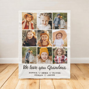 Oma Foto Collage Modern Hart Fleece Deken