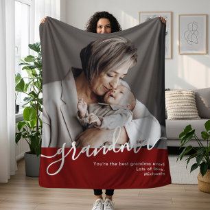 Oma Foto Elegant Schrift Persoonlijk Bericht Fleece Deken
