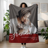 Oma Foto Elegant Script Persoonlijk Bericht Fleece Deken