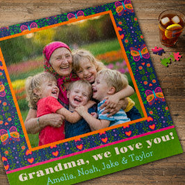 Oma Foto Folk Butterfly Flowers Custom Legpuzzel
