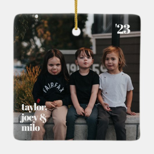 Oma foto kerstboom keramisch ornament (Achterkant)