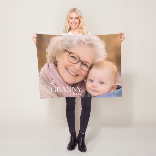 Oma Foto Opgericht Jaar Modern Hart Fleece Deken (In situ)