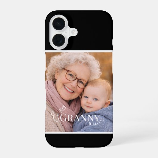 Oma Foto Opgericht Jaar Modern Hart iPhone 16 Hoesje (Achterkant)