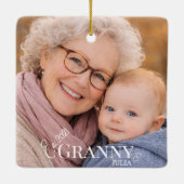 Oma Foto Opgericht Jaar Modern Hart Keramisch Ornament (Achterkant)