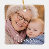 Oma Foto Opgericht Jaar Modern Hart Keramisch Ornament (Voorkant)