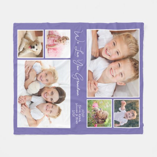 Oma Foto Paarse Fleece Deken (Voorkant (Horizontaal))
