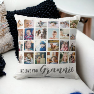 Oma fotocollage chic cursief Sierkussen