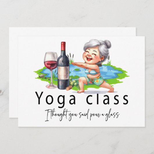 Oma Funny Gezegde over yoga en wijn Bedankkaart (Voorkant / Achterkant)