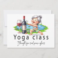 Oma Funny Gezegde over yoga en wijn