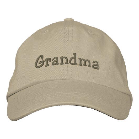 Oma Geborduurde Honkbalpet Hoed - Khaki Pet (Voorkant)