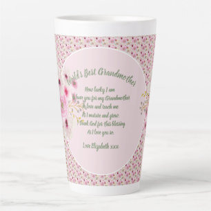 Oma Gedicht Roze Bloemen Naam Cadeaus Latte Mok