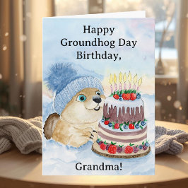 Oma Gefeliciteerd met Groundhog Day Verjaardag Kaart