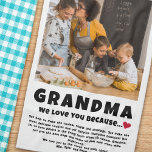 Oma Gepersonaliseerde foto Gift van Kinder Theedoek<br><div class="desc">Stel een lijst samen van dingen die je leuk vindt aan je oma,  voeg een favoriete foto toe en je hebt een Moederdag- of kerstcadeau dat ze zal koesteren! Perfect voor verjaardagen en andere familieleden ook! ♥</div>