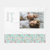 Oma  gepersonaliseerde roze groene bloem fleece deken (Voorkant (Horizontaal))