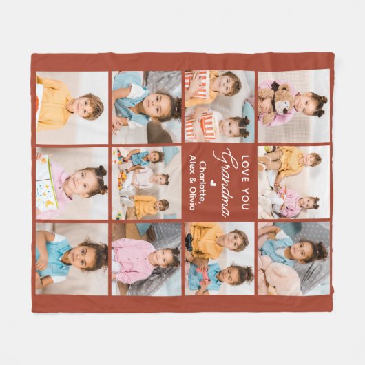 Oma Gepersonaliseerde Terracotta 11 Fotocollage Fleece Deken (Voorkant (Horizontaal))