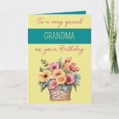 Oma gerbera geel turquoise verjaardag kaart (Voorkant)