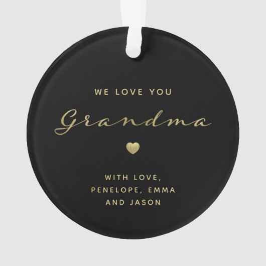 Oma gevestigd | Foto Hart Zwart en Goud Ornament (achterkant)